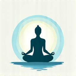 Icono de persona meditando rodeada de interfaz digital, simbolizando mindfulness digital