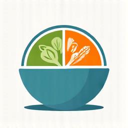 Icono de plato dividido con diferentes alimentos y análisis de ADN, simbolizando nutrición personalizada